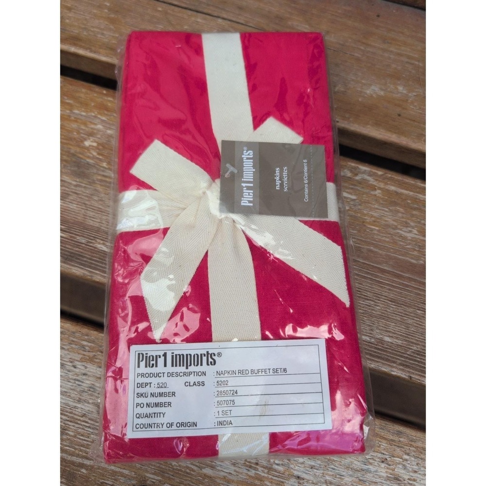 Pier 1 Cotton Dinner Napkins Brand New Set Of Six Package Retired